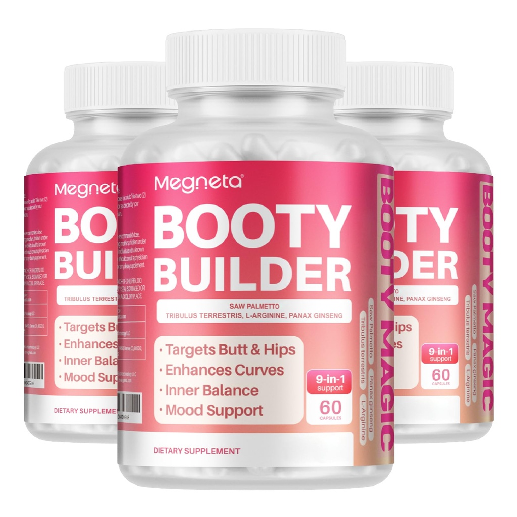 Booty Capsules for Butt Growth - Bum Lift Support Capsules with Herbal Extracts for Natural Curves - 180 Capsules