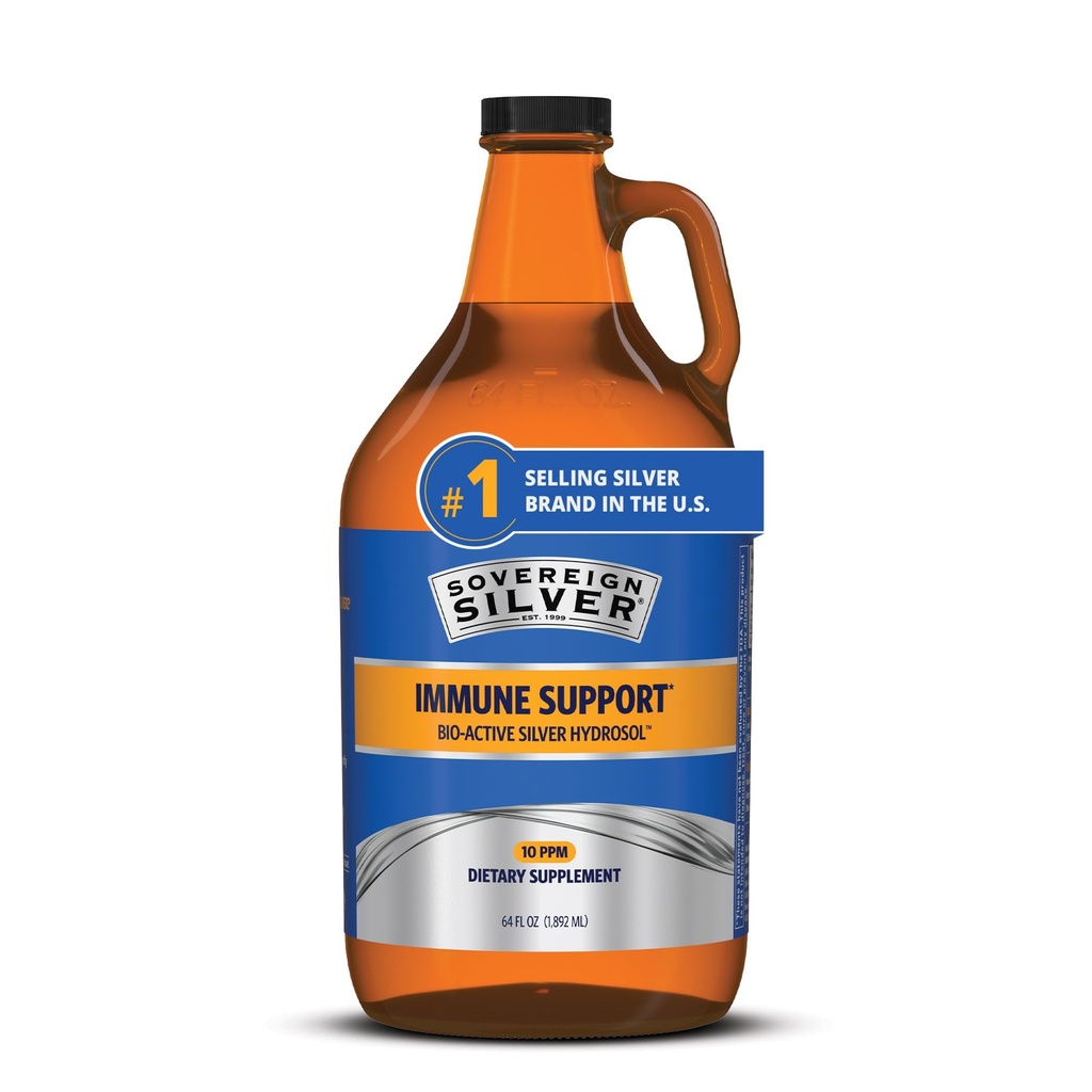 Sovereign Silver Immune Support, Colloidal Silver, 64 fl oz (1,892 mL)