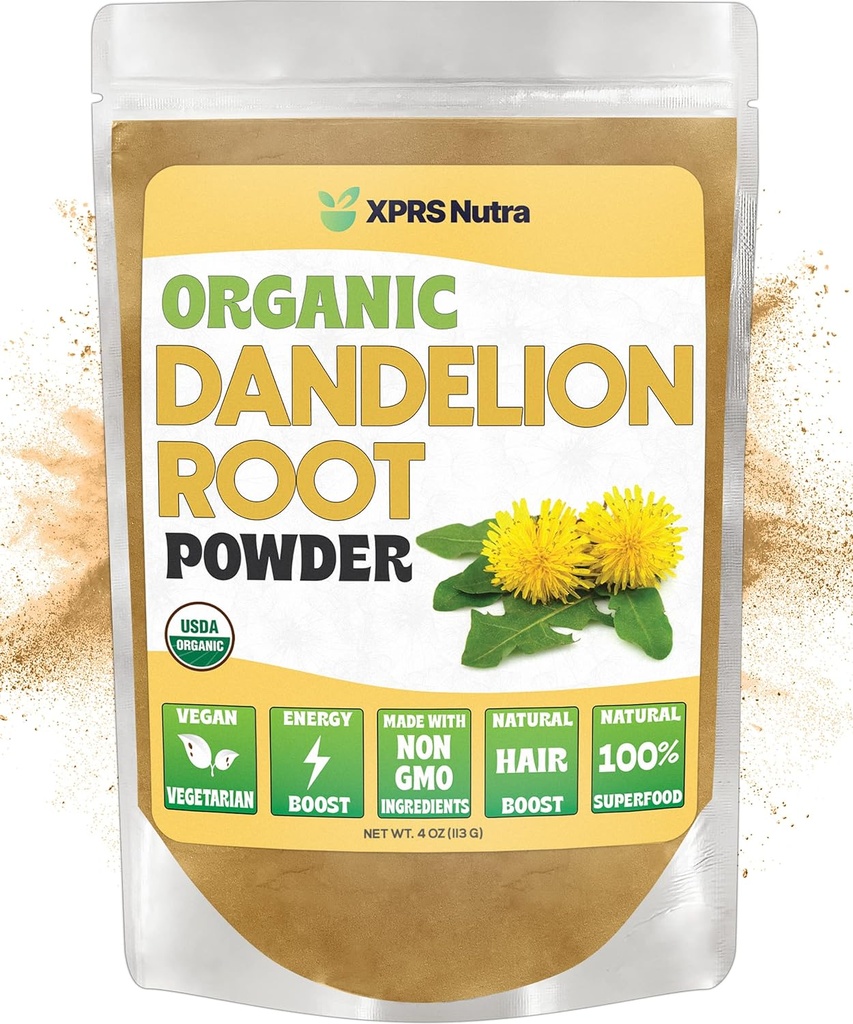 XPRS Nutra Organic Dandelion Root Powder - Vegan freundliche Antioxidante Leistung für Leberunterstützung - Dandelion Wurzel für Tee und Getränke - Immune Boosting Dandelion Powder (4 Unze)