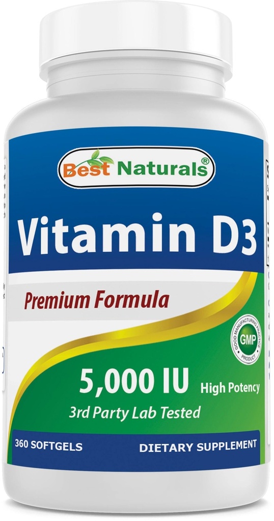 Meilleures vitamines naturelles D3 5000 UI 360 Softgels
