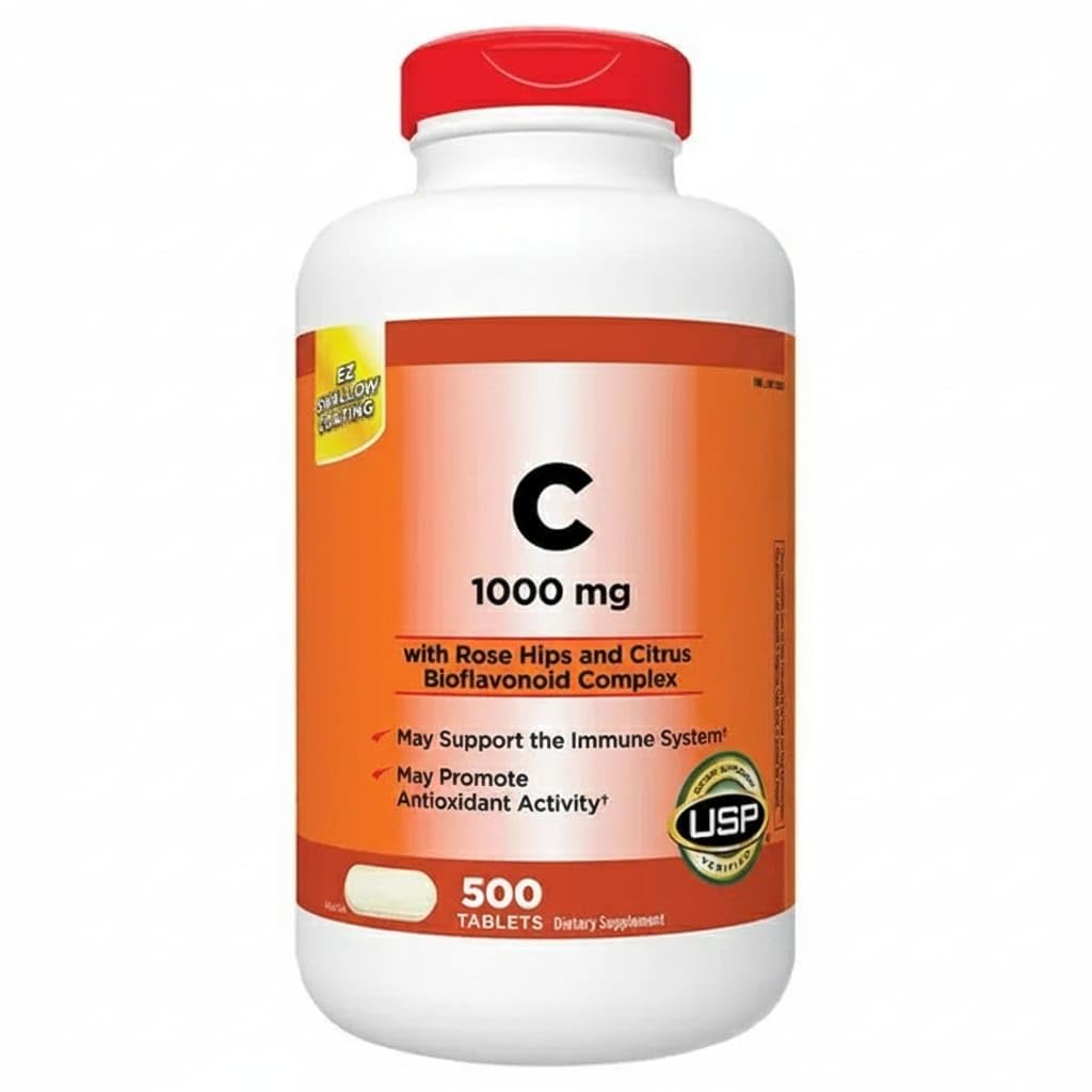 Vitamin C 1000 mg., 500 Tablets, Supports The Immune System, Vitamin C with Rose Hips and Citrus Bioflavonoid Complex