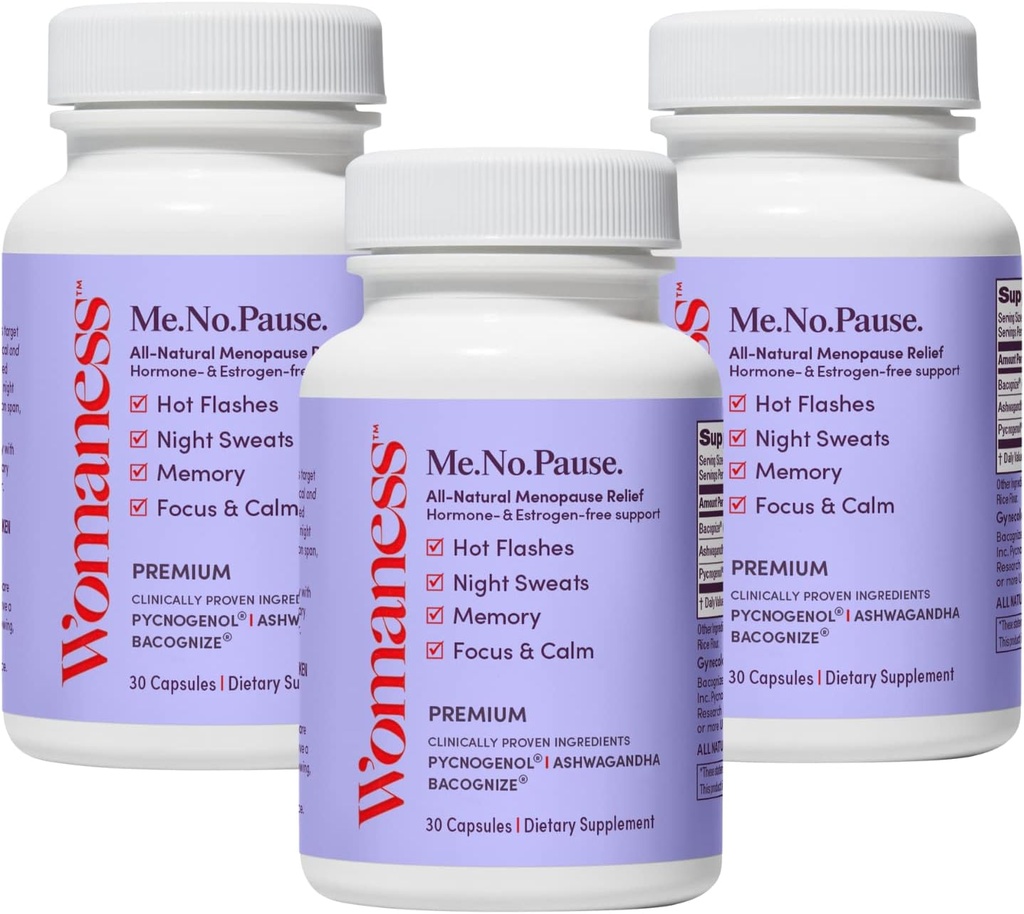 Suppléments femme ménopause pour les femmes - Periménopause et soulagement de la ménopause pour les éclairs chauds, les sueurs nocturnes, la sécheresse vaginale, le brouillard cérébral et le soutien de l'humeur - Hormone et sans œstrogène (3 pack)