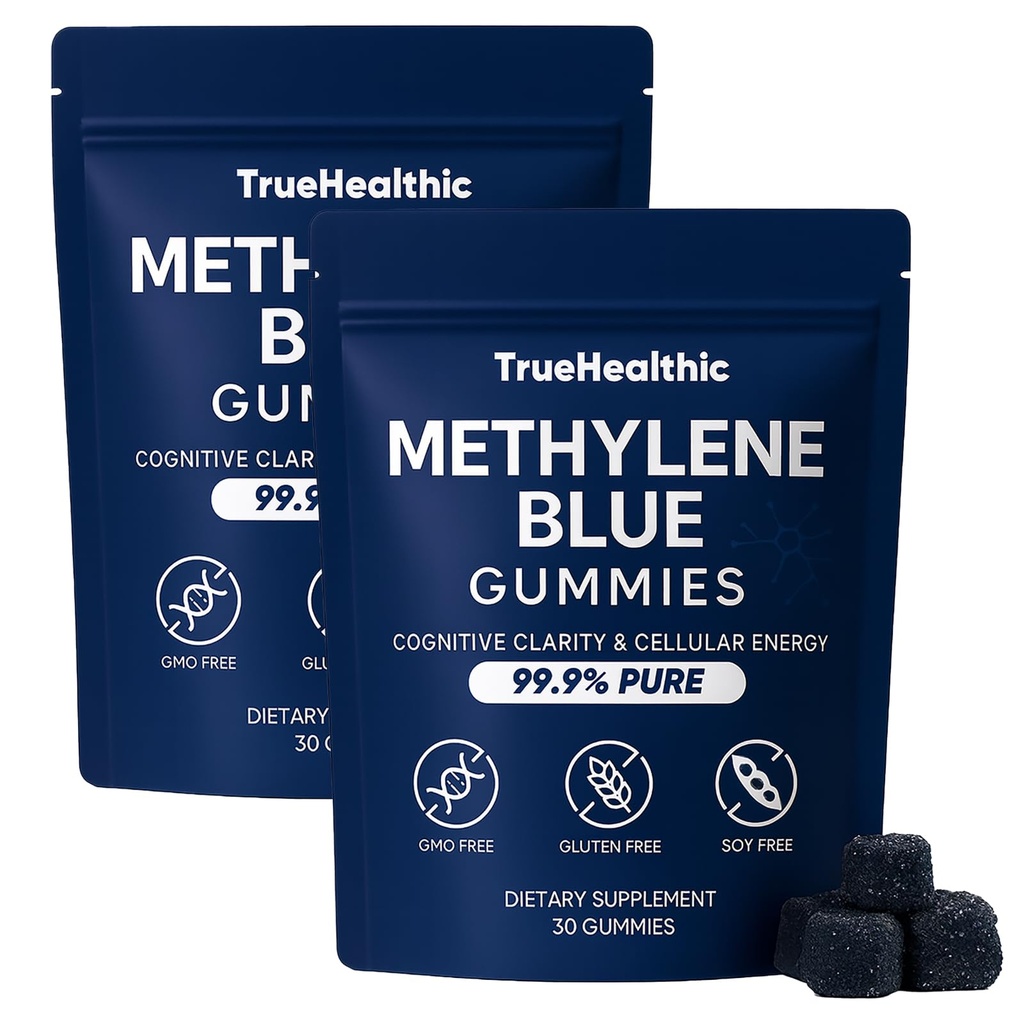 Methylene Blue Gummies - 99.9% Pure, 5mg per Gummy, Supports Sustained Energy, Mental Clarity, Reduces Brain Fog & Improves Focus, Mood Enhancement - 30 Gummies (2)