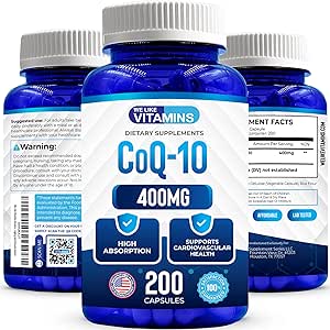 Wir mögen Vitamine CoQ10 400mg pro Servieren - 200 Kapseln CoQ-10 - Vegetarische Kapsel - Antioxidant Co Q-10 Coenzyme