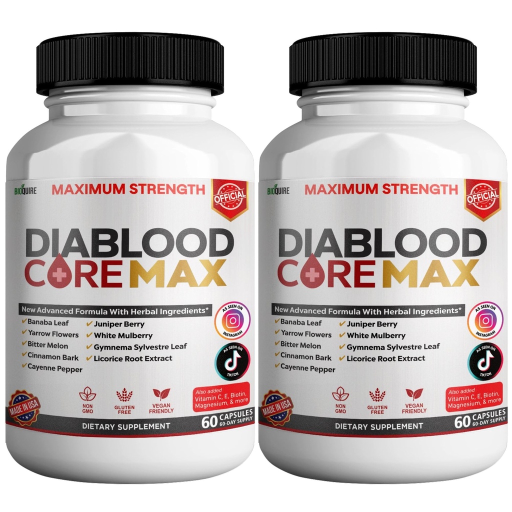 Diablood Core Max Maximum Strength Blood Sugar Supplement, 60 Capsules, with Herbal Ingredients, Vegan, Gluten Free (2)