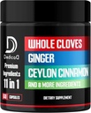 Supplément de vêtements 11en1 avec gingembre, cannelle Ceylan et 8 autres - Système digestif, immunitaire, support d'humeur - 60 Capsules - 30 Jours d'approvisionnement