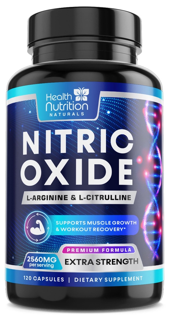 Nitric Oxid Booster 2560mg - Extra Strength L Arginine & Citrulline Ergänzung für Männer & Frauen - Premium Muskelunterstützung Nitric Booster - Natural Energy & Heart Health Support - 120 Kapseln
