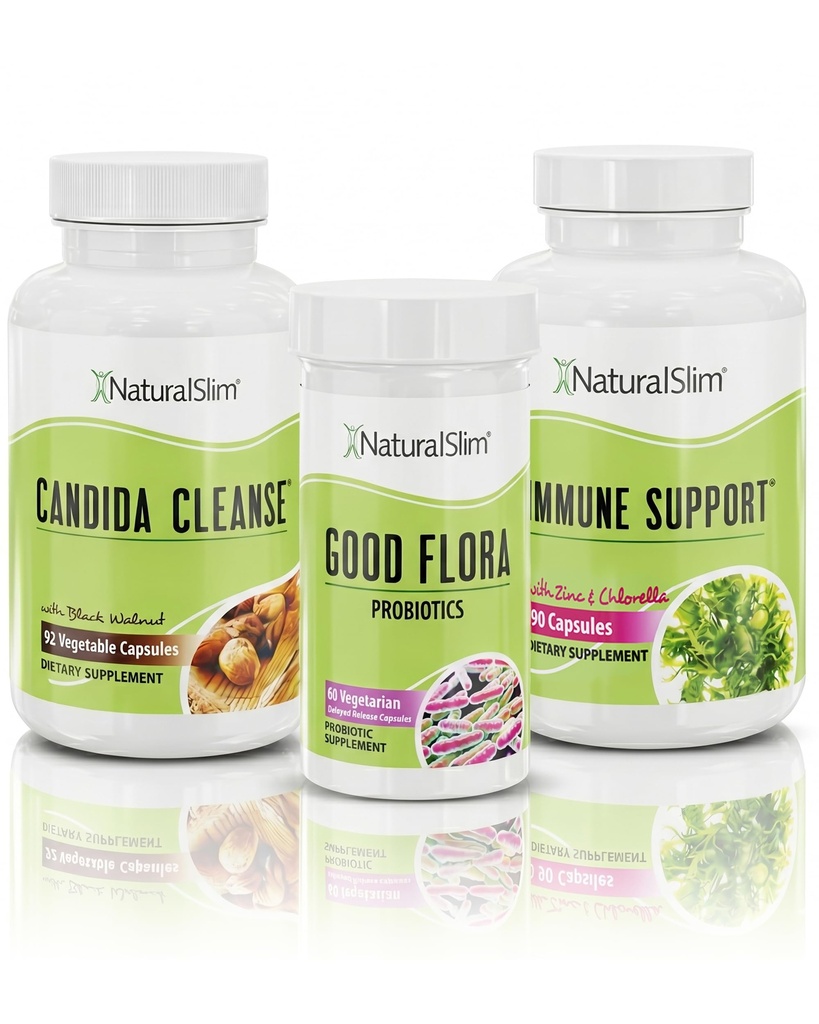 NaturalSlim Candida Cleanse Support Integratori Bundle - Kit Candisettico Anti Overgrowth, Gut & Colon Cleansing 242 Capsule Totale - 28 Giorni Cleansing Program Formulato da Frank Suarez (1 Confezione)