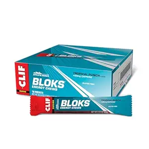 CLIF BLOKS - Tropical Punch Flavor mit Koffein - Energy Chews - Non-GMO - Plant Based - Fast Fuel for Cycling and Running - Schnelle Kohlenhydrate und Elektrolyte - 2.12 Unze (18 Zähler)