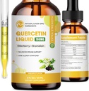 (2 Confezione) Gocce Liquide di Quercetina - Integratori di Quercetina 700mg - 4X Più Forte Di Pillole & Capsule - 5 in 1 Quercetina con Vitamina di Samburo di Bromelain per Benessere Respiratorio di Immunità- 2 Fl Oz*2