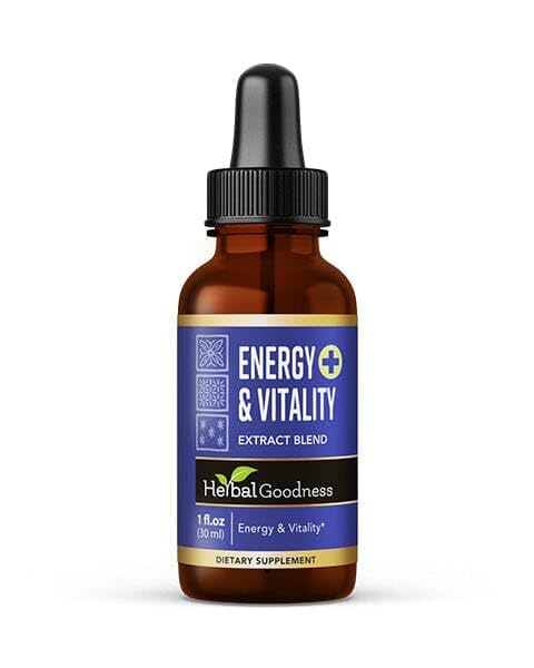 Herbal Goodness Energy & Vitality Liquid 1oz – Organic Moringa, Matcha & Ashwagandha | Natural Energy Boost, Focus, Stamina & Productivity Support | Herbal Energy Supplement