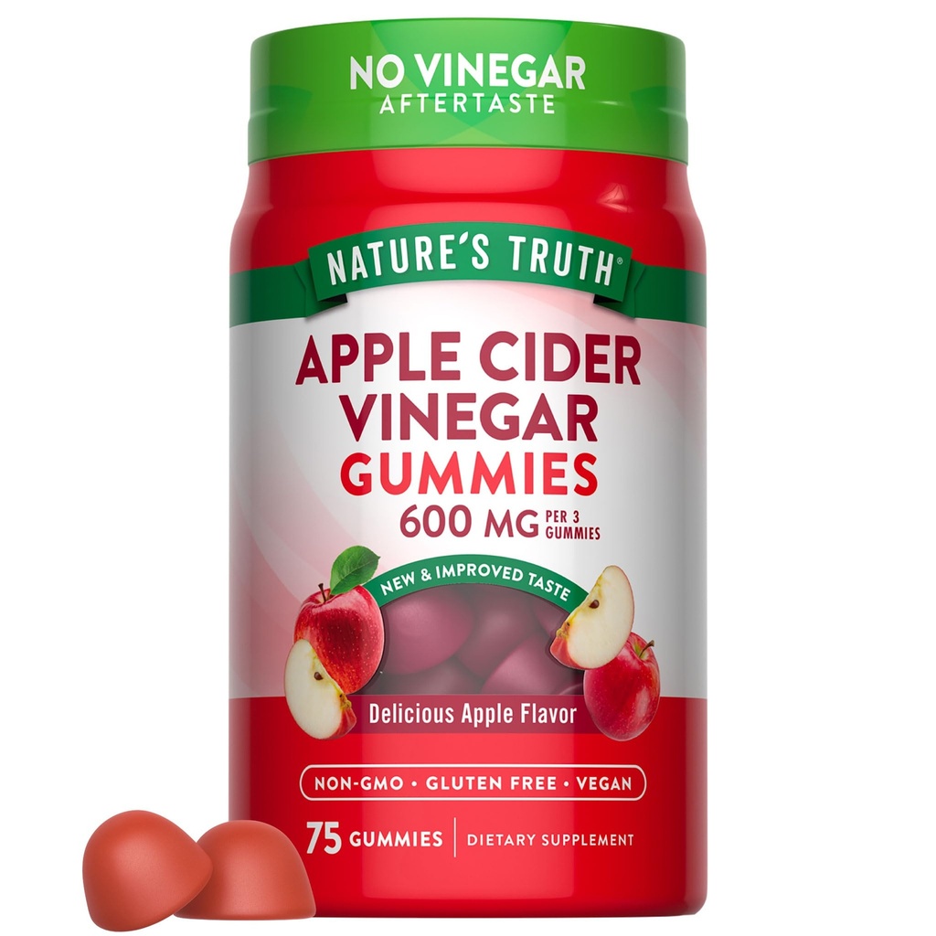 Nature's Truth Apple Cider Essig Gummis | 600 mg | 75 Gummis | Apple Flavor | Vegan, Non-GMO, Gluten Kostenlose Ergänzung