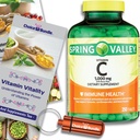 Choice Bundle Spring Valley Vitamin C 1000 mg Dietary Supplement Tablets with Rose Hips 250 Ct Plus Vitamin Guide & Portable Pill Container (3 Items)!