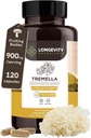Bio Tremella Mushroom Kapseln Ergänzung (120) | Fruchtkörper 10:1 Hohe Stärke Schnee Pilz Extrakt | 10% Beta-D Glucans | 9.000mg Raw Equivalent per Servieren | Haut Hydration & Gehirn Unterstützung