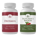 INGRÉDIENTS ORIGINAUX Diosmin and Butcher's Broom Bundle, 100 capsules chacune, toujours pure, sans additifs ou remplissages