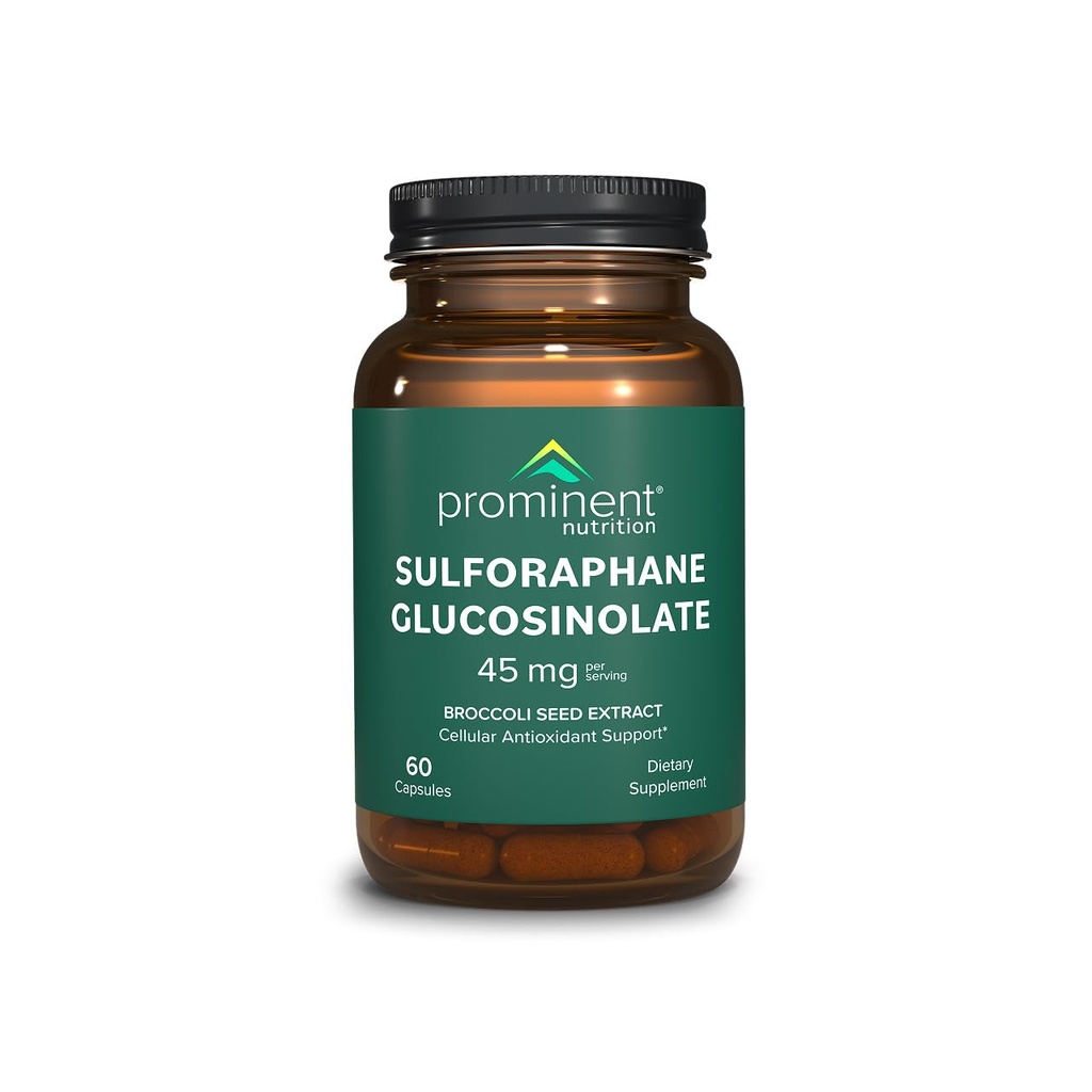 Prominent Nutrition Sulforaphane Glucosinolate Supplement, Supporto Antiossidante Cellulare, Sulforaphane Supplement 45 mg, 30 giorni di alimentazione - 1 confezione