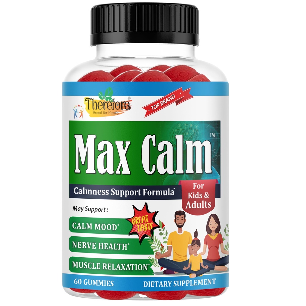 Max Calm Magnesium Gummies for Kids & Adults | Relaxation, Stress Balance, Sleep Support, Muscle & Bone Health – 60 Gummies