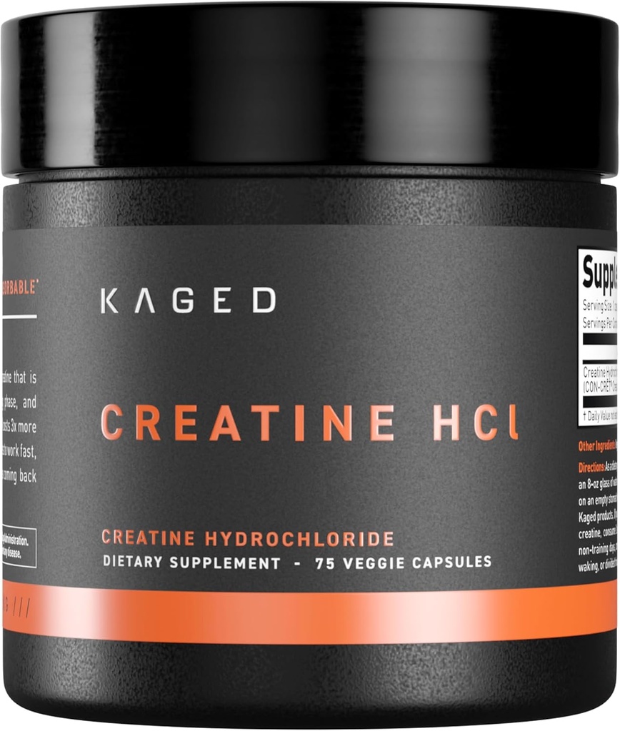 Capsules de chlorhydrate de créatine kaged non aromatisées de musculation et de récupération de la créatine brevetée Formule de chlorhydrate de créatine végétalien, sans gluten, facilement digestible de suppléments pour les hommes et les femmes de 75 portions