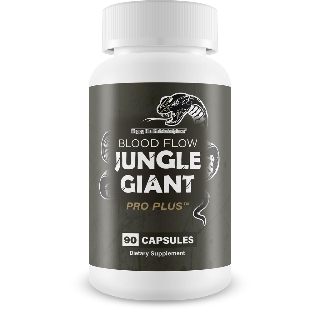 Blood Flow Jungle Giant Pro Plus - Improved Formula - Our Best Blood Flow Vasodilator Supplements for Men - Healthy Pressure Supplement - Natural Circulation Supplements - Male Circulation Supplements