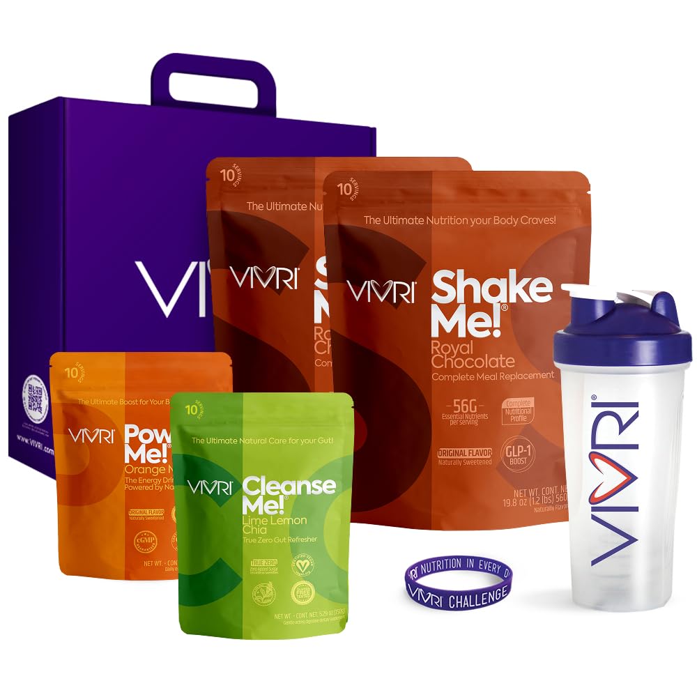 VIVRI 10-Day Challenge | Chocolate | Complete Nutrition System for Full-Body Health & Energy | 20 Meals with Premium Triple Protein, Coffee Alternative & Gut Cleanse | With Shaker