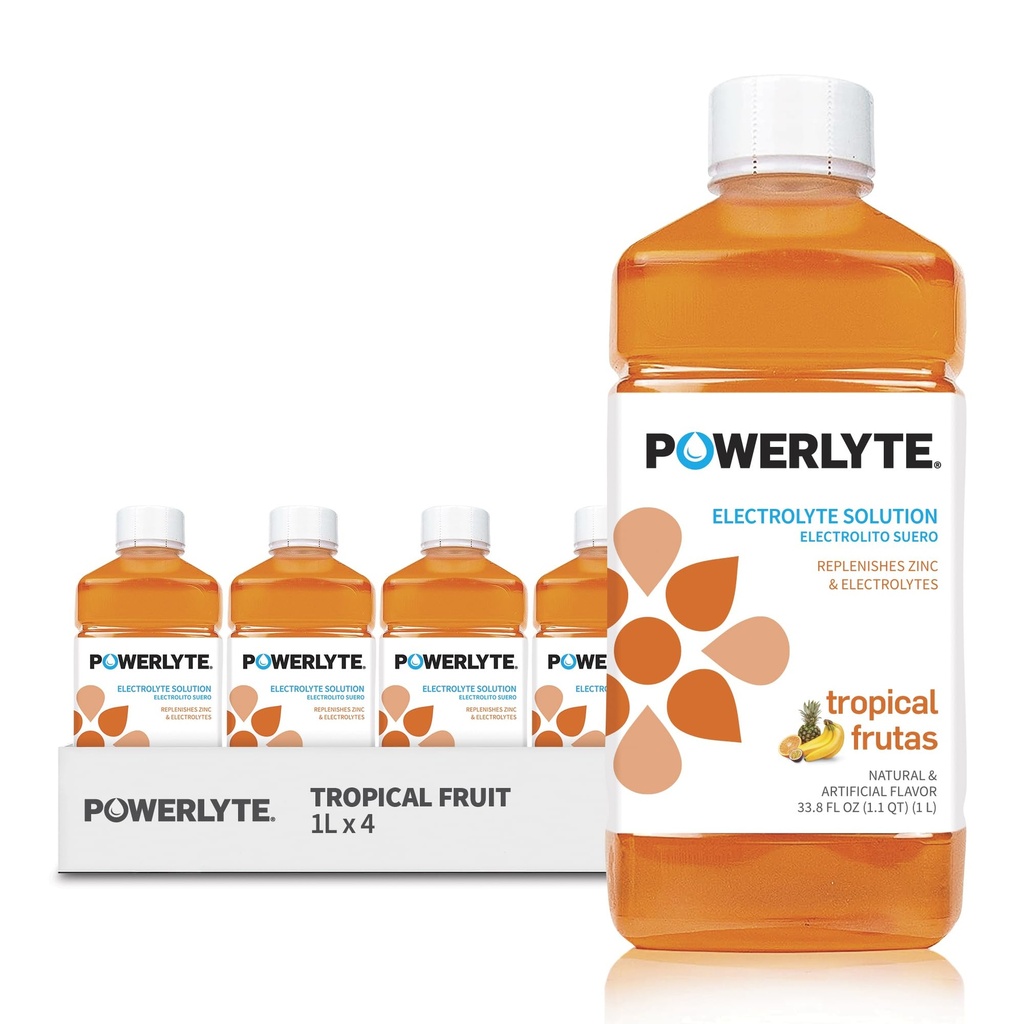 Sport Hydration Electrolyte Solution Drink for Rehydration | Tropical Fruit | 1 Liter | 4-Pack