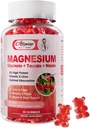 Glycinat de magnésium, supplément potassique de magnésium avec Taurate, Malate, Vitamines D, C, B6, Calcium, Soutien corporel, Gummées de magnésium de framboise pour adultes et enfants