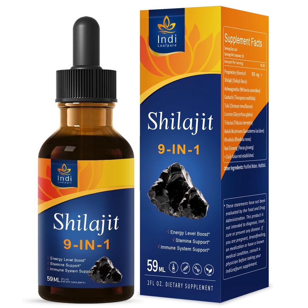 Shilajit Drops - Herbal Supplement for Energy, Stamina & Immune Support, Ayurvedic Inner Balance Wisdom w/Ashwagandha Guduchi. 2oz