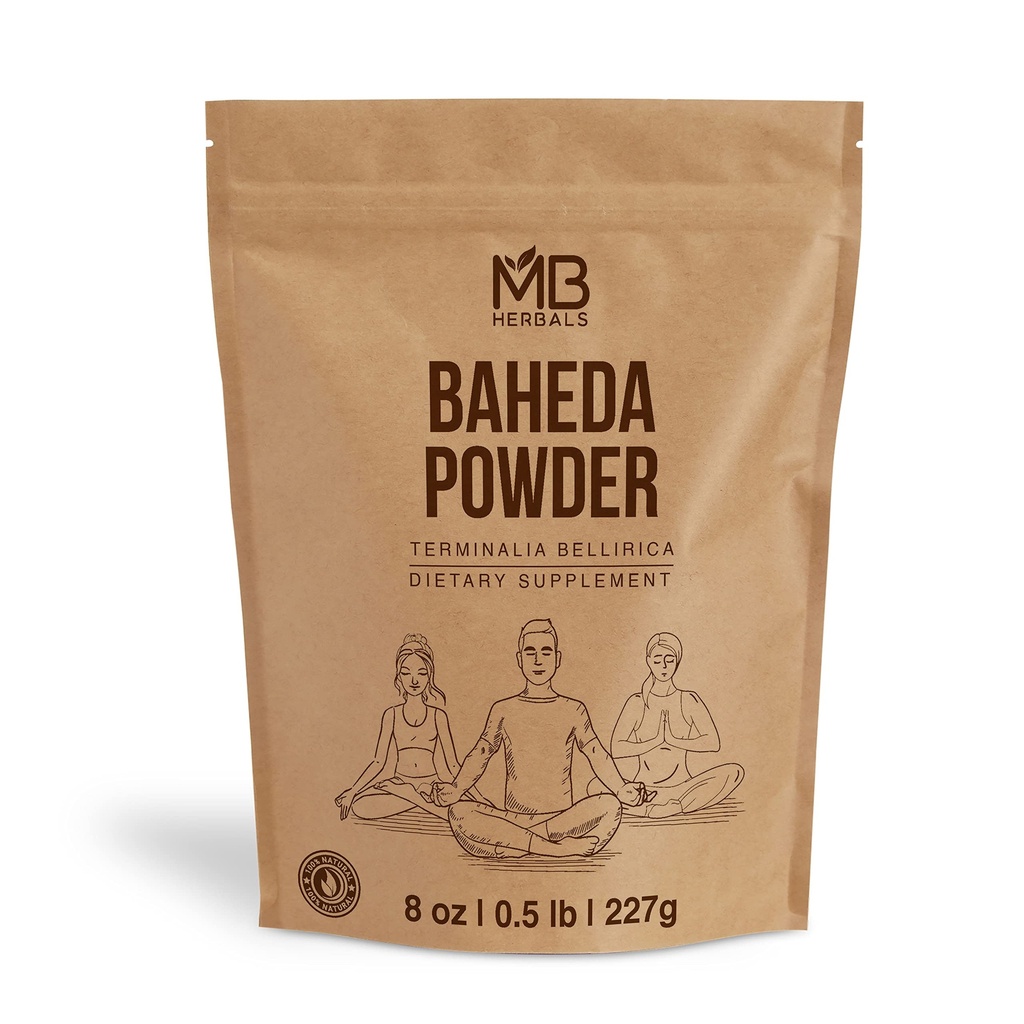 MB Herbals Baheda Powder 227 Gram / 8 oz | Bhibhitaki | Terminalia bellirica | Beleric Myrobalan