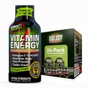 Vitamine Energy Workout+ Extra Strength Energy Shot Sour Apple 24 Pack, 260mg Caféine naturelle, Pré-entraînement, B-Vitamines, Minéraux, Endurance et Performance, Zéro Sucre, Sans gluten, Vegan, 1.93 fl oz
