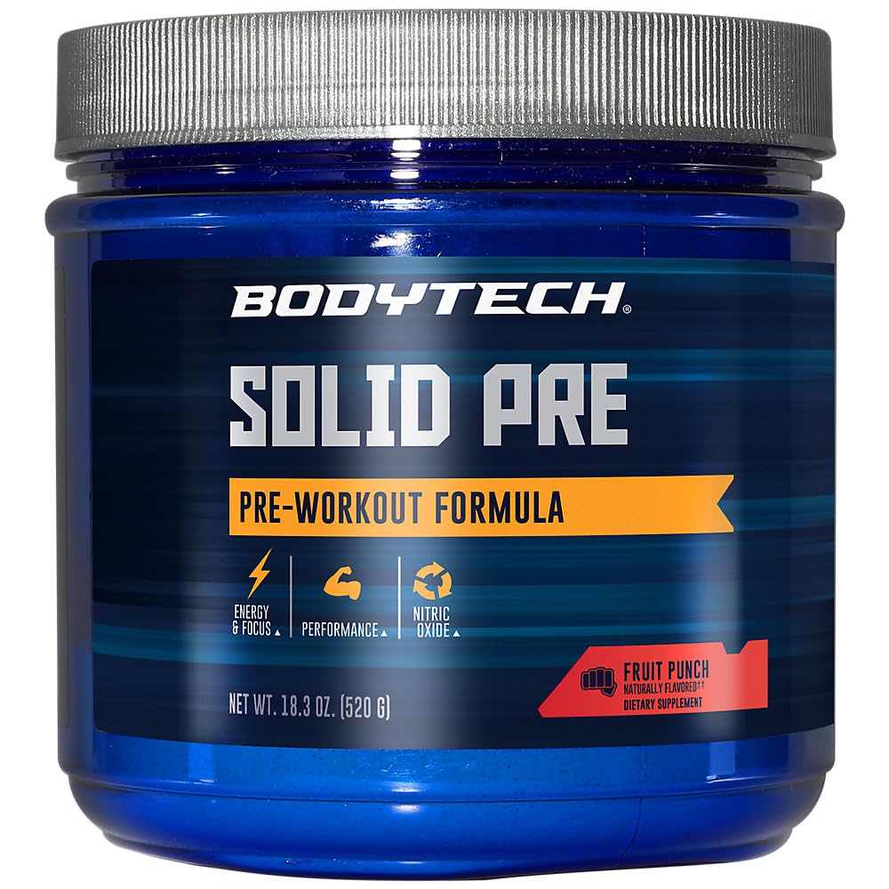 BODYTECH Solid Pre a Essential Pre-Workout Formula a Fruit Punch (18.3 oz./40 Servings)