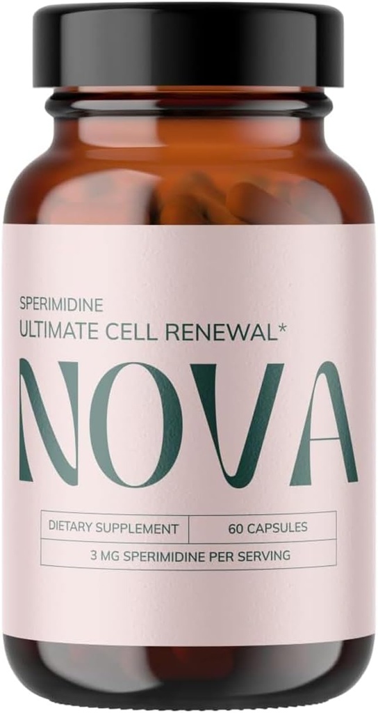 Nova Ultimate Cell Renewal/Spermidine Supplementi, Organic Wheat Germ Anti Aging Supplement con Alta Spermidina, Zinco e Thiamine per Autophagy ottimale, 60 capsule (Pack of 1)