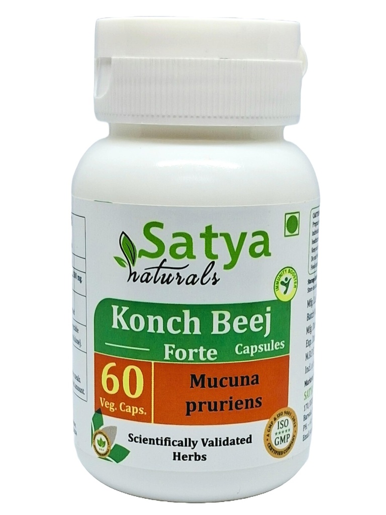 Konch Beej Forte Capsules 500 mg. 60 Gél. Capsules Konch Beej (Mucuna Pruriens) Extraits Capsules pour hommes et femmes