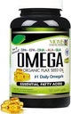 Omega naturel 3-6-9 Mélange avec DPA, EPA, DHA, ALA et GLA et l'huile de graines de lin biologique plus l'huile de poisson sauvage prise - plus de 2800 Milligrammes de force - sans gluten - Fabriqué aux États-Unis - 60 SoftGels