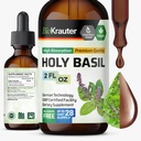 BIO KRAUTER Santo Basilio Tintura - Tulsi Polvere Liquido Estratto - Supporta calma e relax - Acido ursolico Supplemento - Alcol e Zucchero Libero - Vegan Gocce 2 Fl.Oz.