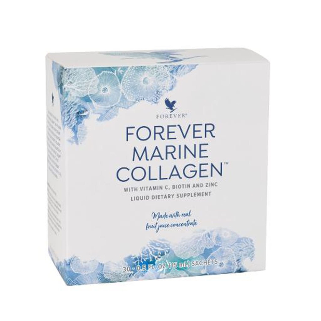 Forever Living Forever Marine Collagen - Tart Berry Flavor – with Vitamin C, Zinc, Goji Berries & Green Tea Extract - Skincare Routine - 30 Sachets