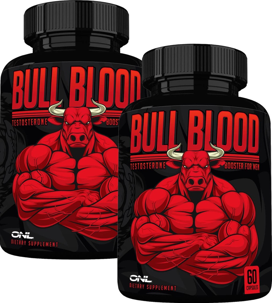 ONL Bull Blut Testosteron Booster - Hohe Potenz männlichen Testosteron Ergänzung für Stamina & Endurance - Test Booster mit Maca Root, Horny Goat Weed & Tongkat Ali - 120 Kapseln (2-Pack)