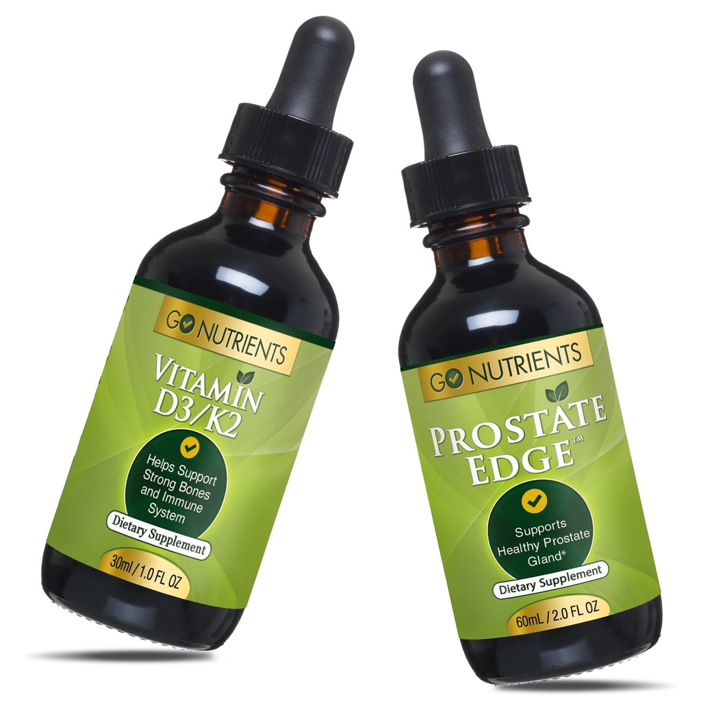 Gehen Nährstoffe flüssiges Vitamin D3 mit K2 (MK-7) Tropfen & Prostata Edge Prostata Ergänzung für Männer mit Pygeum und Säge Palmetto Extrakt Vitamin D3 und K2 flüssige Vitamin Tropfen Das hilft Emotionalstaat