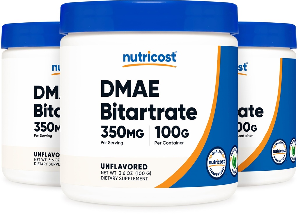 Nutricost Pure DMAE-Bitartrate poudre 100G (3 bouteilles)