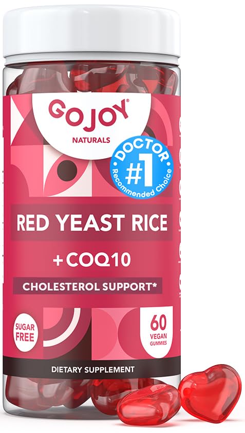 Riso di lievito rosso senza zucchero con coQ10 Gummies - Supplementi di colesterolo con lievito di riso rosso 1000 mg. - Complesso di Gummie di colesterolo - Vegan, Non OGM, Senza glutine & Citrina-Free Supplement