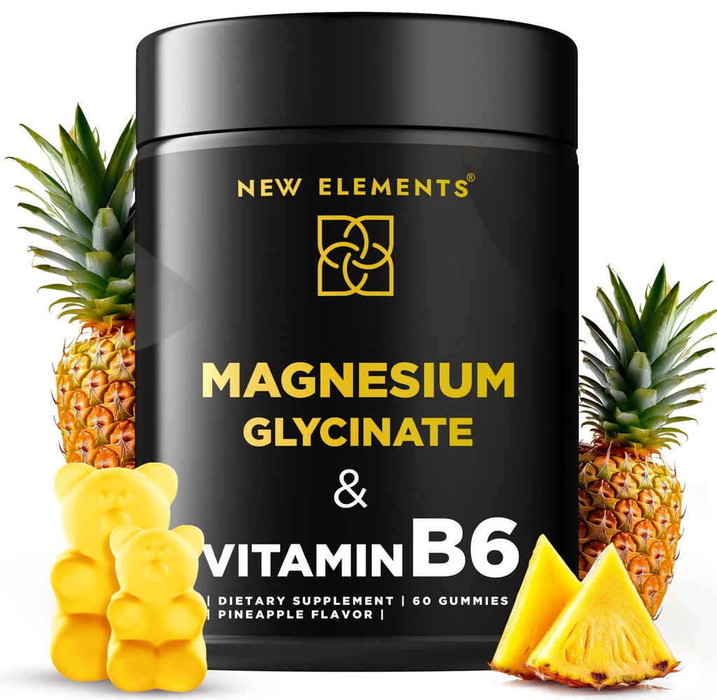 Magnesium Glycinate Gummies 500mg with Vitamin B6 100mg for Adults and Kids - High Absorption | Non-GMO | No Gluten | Stress Relief | Sleep & Relaxation | Muscle & Heart Support | Natural & Vegan