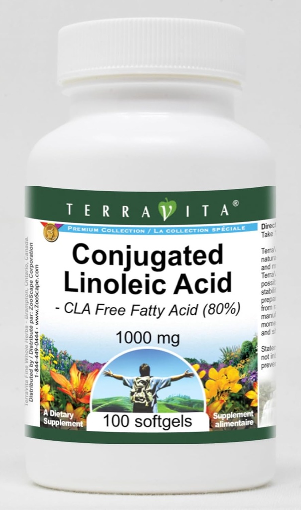 Acide linoléique conjugué - Acide gras libre CLA (80%) - 1000 mg (100 softgels, ZIN: 427996) - 3 boîtes