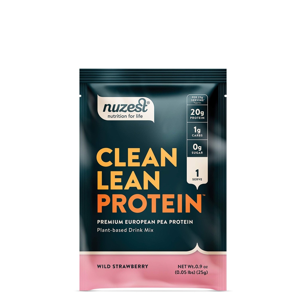 Nuzest - Pea Protein Powder - Clean Lean Protein, Premium Vegan Plant Based Protein Powder, Dairy Free, Glutenfrei, GMO Free, Natural Sweetened Protein Shake, Wild Strawberry, 1 Servieren, 0.9 Unze