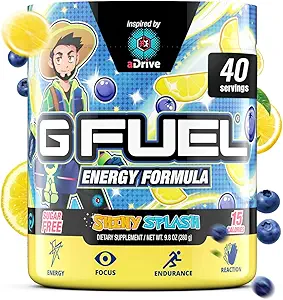 G Fuel PewDiePie Energy Drink Powder, Pre Workout Caffeine Mix for Gaming, Sugar Free Focus Amino, Vitamin + Antiossidanti, 9.9oz (Lingonberry, 40 Servings)
