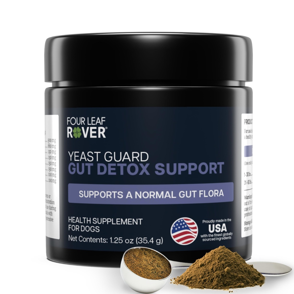 FOUR LEAF ROVER Yeast Support for Dogs - Veterinarian Formulated with Organic Herbs - Supports Healthy Skin, Ears & Paws - 30 Day Medium Dog Supply
