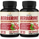 2 Pack Berberine HCl- Plus Ceylan cannelle, curcuma, chardon de lait, artichaut, poivre noir, supplément racine Berberine HCI pilules - système immunitaire