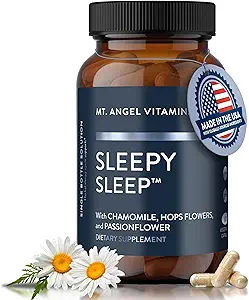 Mt. Angel Vitamins - Schlafen - Natürliche Schlafhilfe für Erwachsene mit Melatonin und Pflanzenextrakten - Non-Habitual Sleep Supplement - 60 Kapseln
