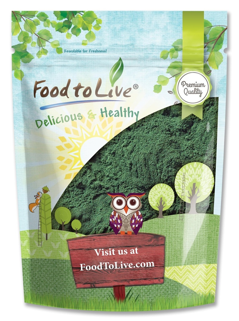 Cibo per vivere clorella polvere, 8 once - Kosher, Raw Green Algae, Vegan Superfood, Bulk, Pure Vegan Green Protein, Ricco di vitamine e minerali, Grande per bevande, Tè e Smoothies