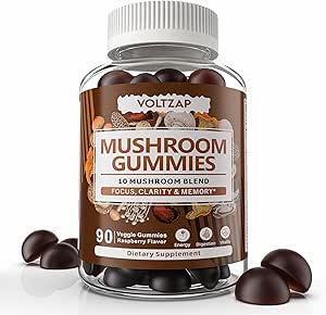 Mushroom Gummies 10 Blend - Mushroom Complex All-in-One Daily Mushroom Supplement Gummy con Chaga, Lions Mane, Reishi, Cordyceps - 90 Gummies