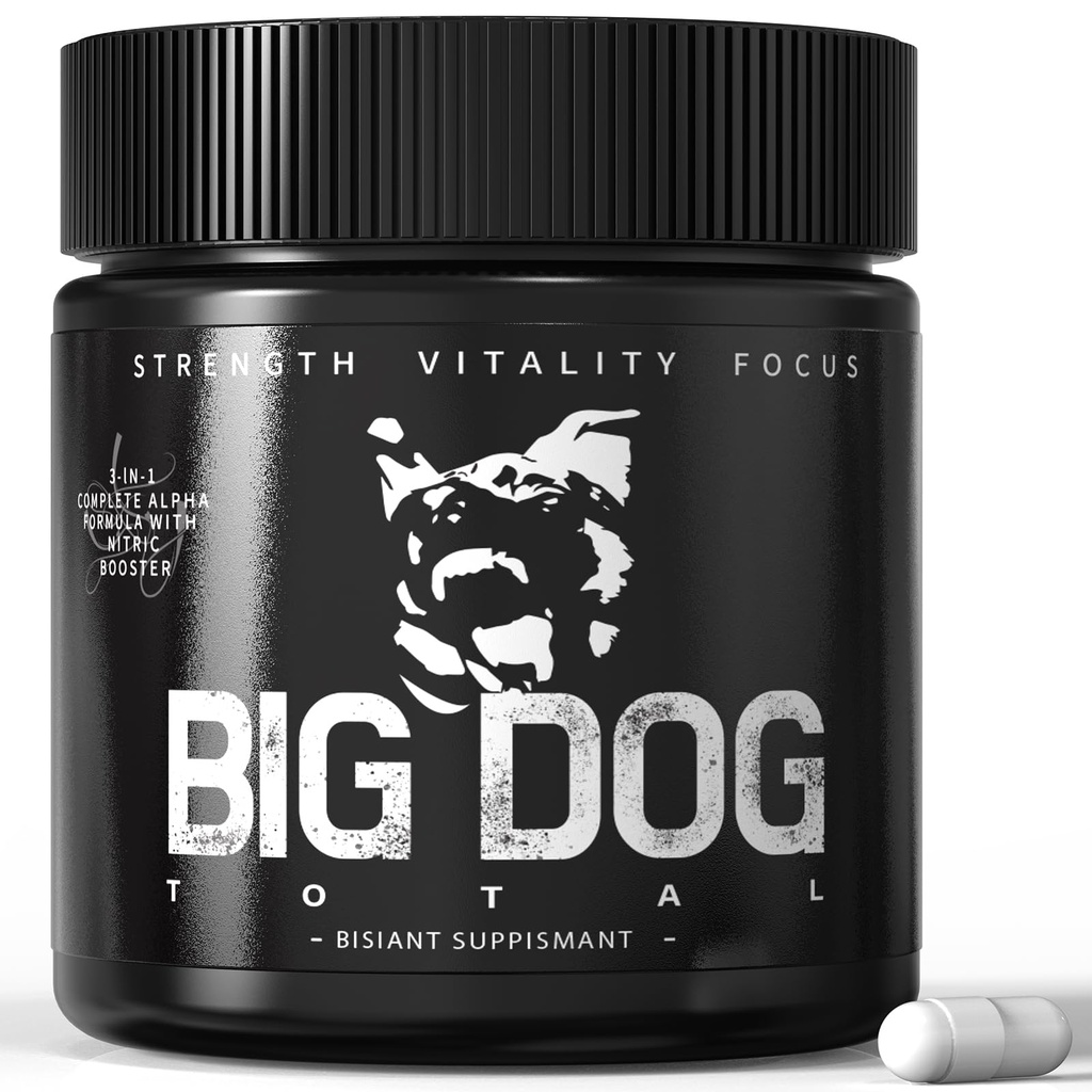 Big Dog Total Male 3-in-1 Total Alpha Blend Men’s Must-Have, Non-GMO - Natural Energy & Endurance Support, 60 Count (Big Dog Total - 1Pcs)