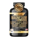 Supplément complexe de magnésium - 10 formes actives, Glycinat, Citrate, Malate, Oxyde, Taurate, Aspartate, Gluconate, Ascorbate, Lactate, Carbonate, Plus avec la vitamine C B1 B2 B6 B12